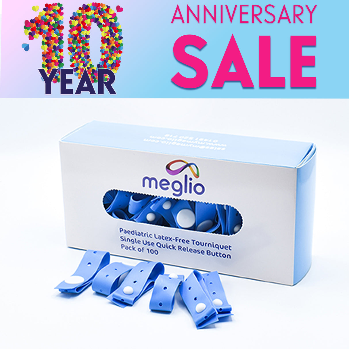Paediatric Tourniquet Quick Release Button Latex Free - Box of 100