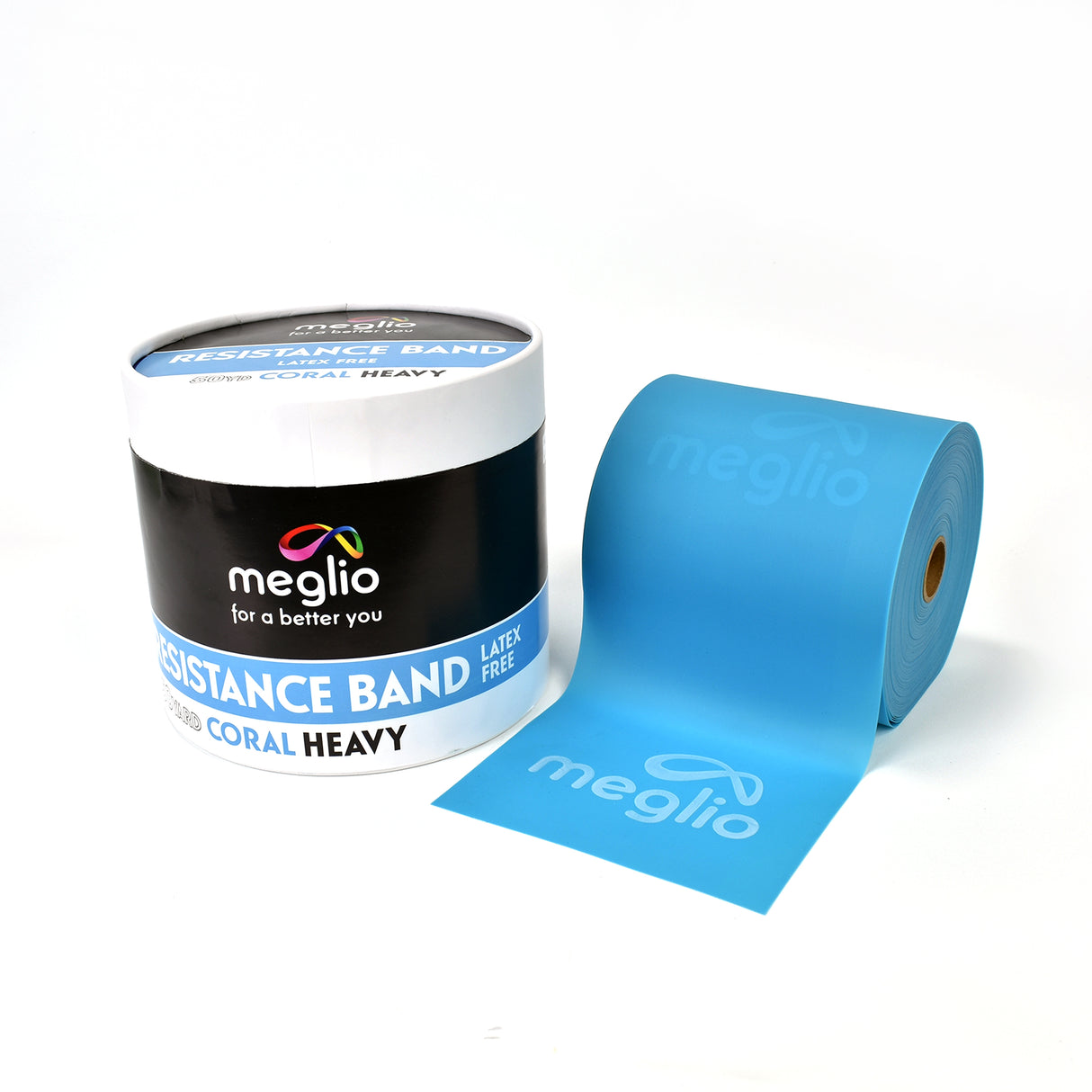 coral resistance band next to box