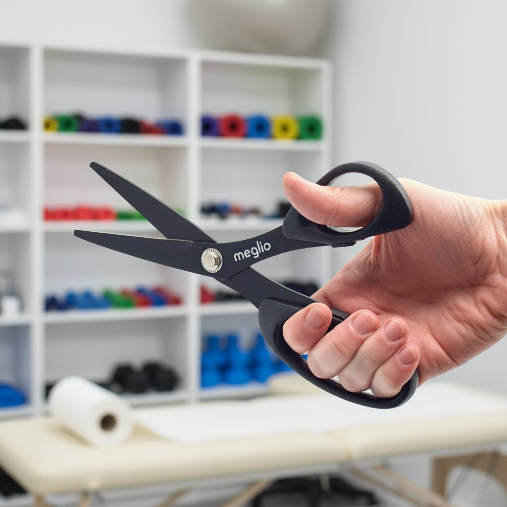 man holding black scissors open