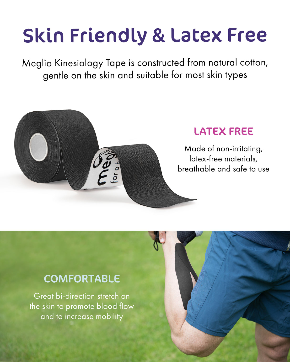 Kinesiology Tape 5m x 5cm. Pre-cut or Uncut  Sports injury recovery, hypo-allergenic, breathable, lightweight tape