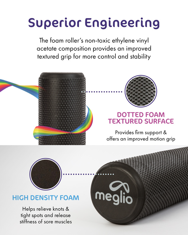 90cm High Density Foam Roller - Deep Tissue Muscle Massage - Sports Recovery & Tension Relief