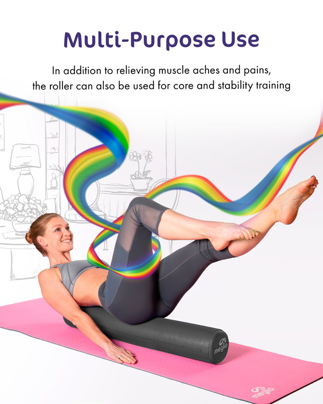 90cm High Density Foam Roller - Deep Tissue Muscle Massage - Sports Recovery & Tension Relief