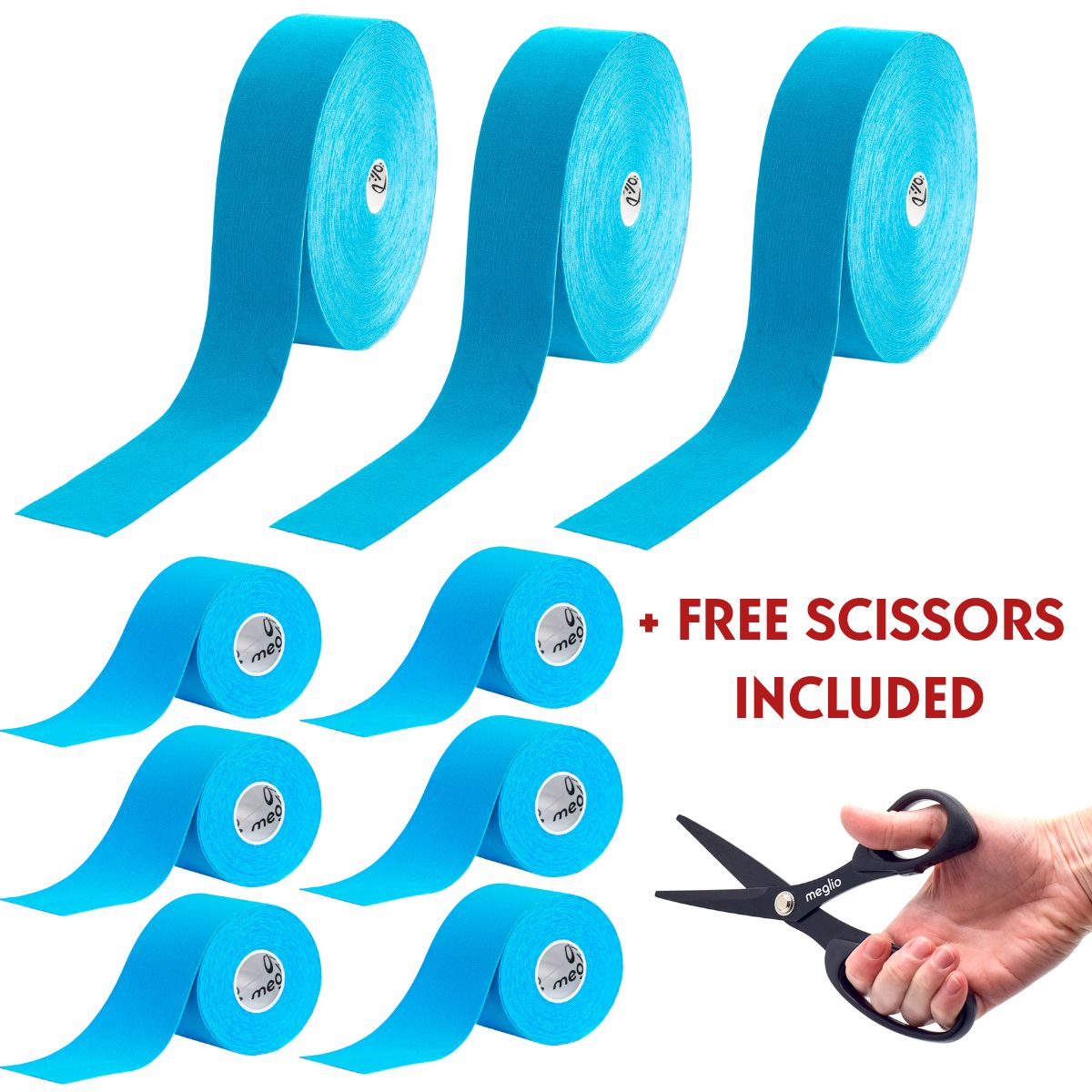 Kinesiology Tape Bundle with Free Scissors Included – Meglio