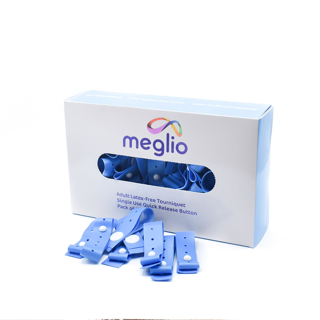 Meglio Stauschlauch für Erwachsene Schnelllöseknopf Latexfrei - Box mit 100