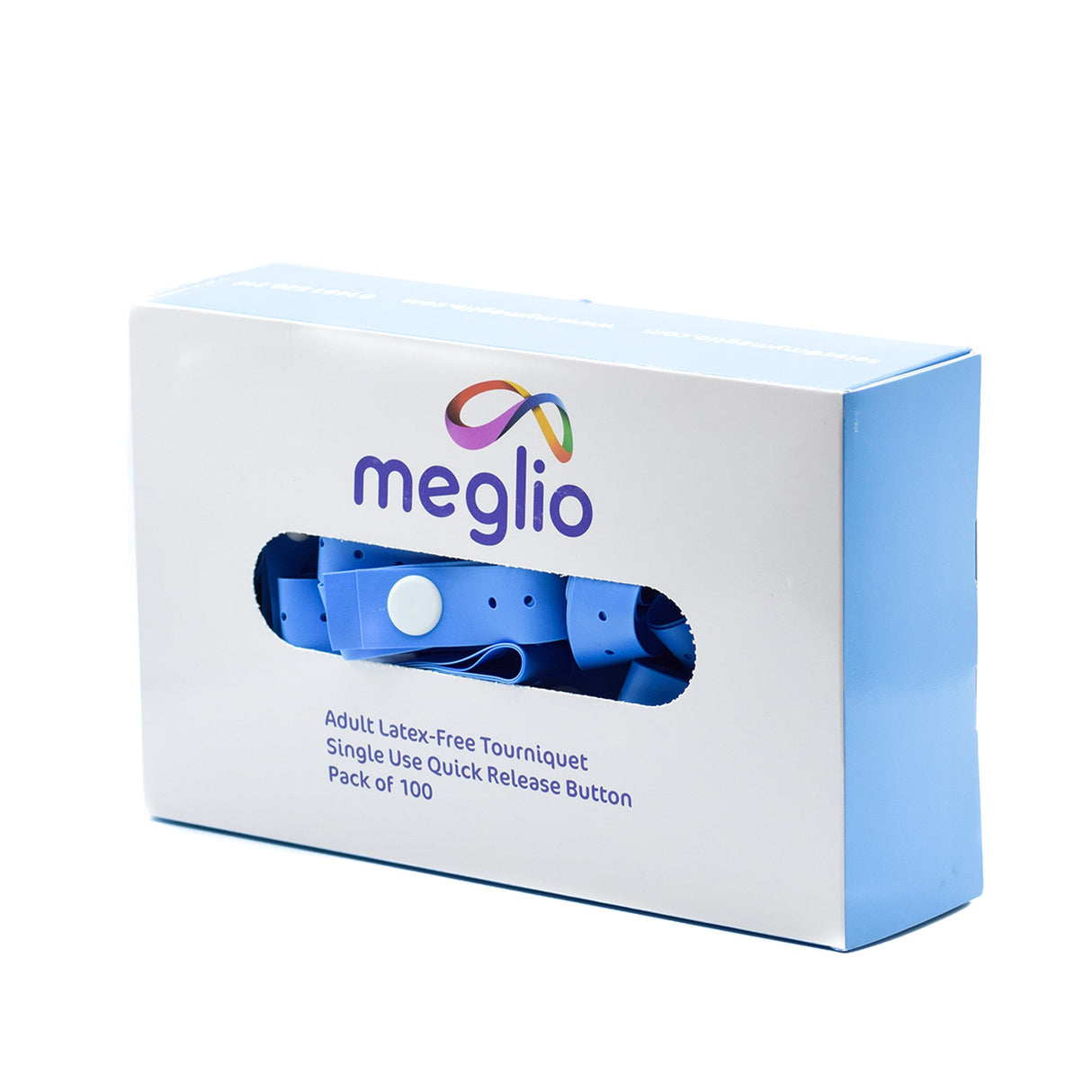 Meglio Stauschlauch für Erwachsene Schnelllöseknopf Latexfrei - Box mit 100