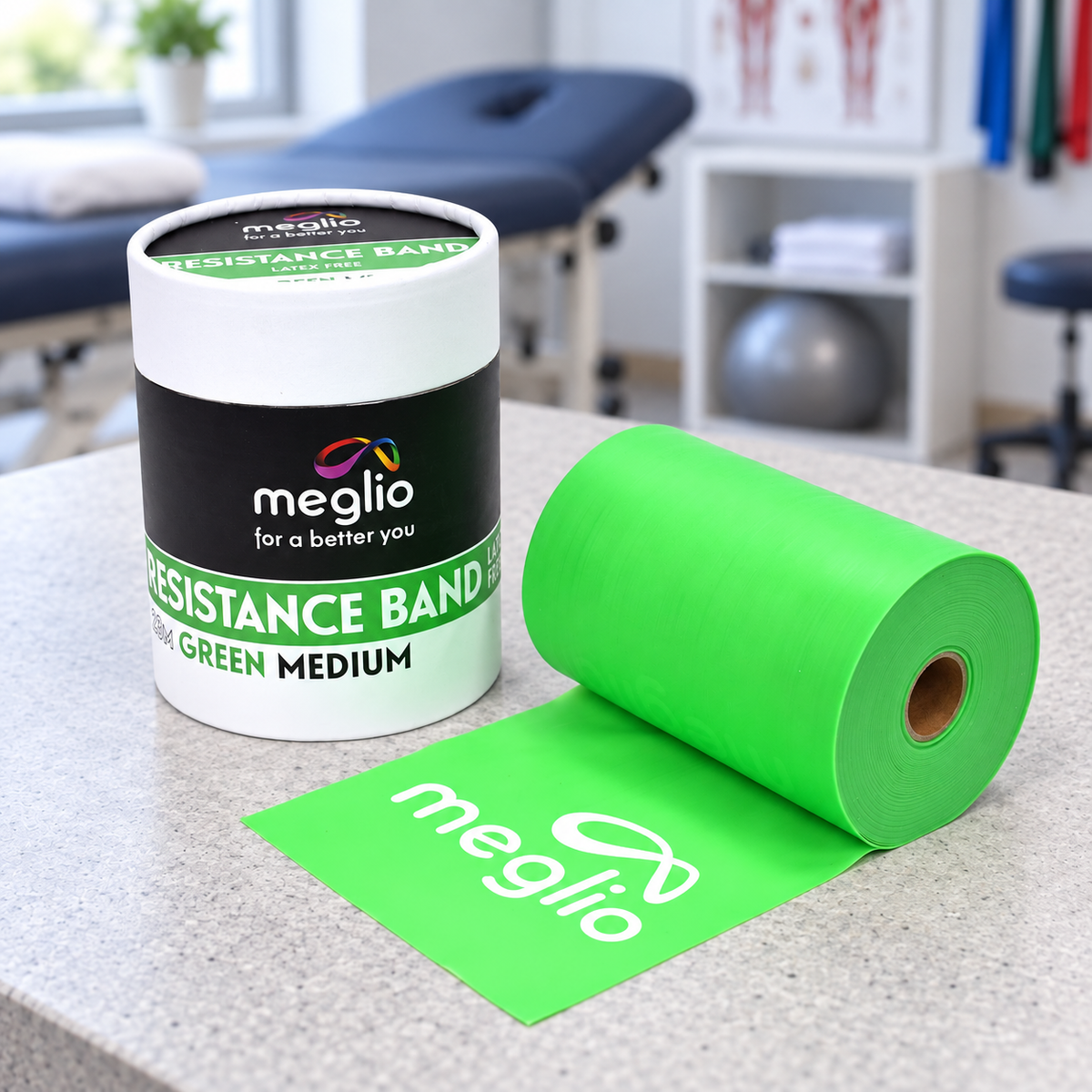 Latex-Free Resistance Bands Rolls 23m - Medium / Green