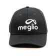 Black Meglio cap with white embroidered logo, free on Meglio orders over £75