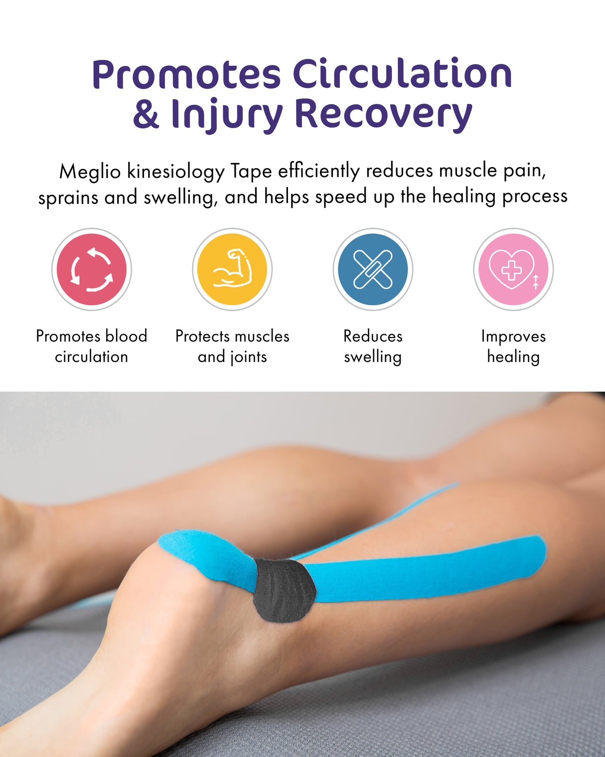 Kinesiology Tape 31.5m x 5cm Sports injury recovery, hypo-allergenic, breathable, lightweight tape