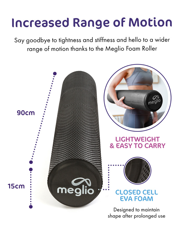 90cm High Density Foam Roller - Deep Tissue Muscle Massage - Sports Recovery & Tension Relief